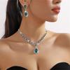 Colorful Crystal Water Drop Necklace & Earring Set for Women - Wedding & Party Jewelry (3 Pcs)