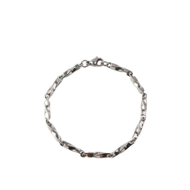 Titanium Steel Twisted Link Chain Necklace Men Women Geometric Pendant Minimalist Locket Choker Style