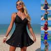 2026 European and American New One-piece Swimsuit Women's Solid Color Hollow Explosion Skirt Bikini Spot