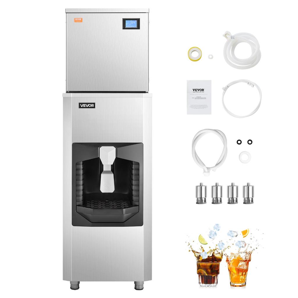 VEVOR Commercial Ice Maker, 400 Lbs/Day Ice Maker Machine, 180 Lbs Large Ice Storage Bin with 20 Lbs/Min Automatic Ice Dispensing