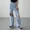 New Arrivals Open Run Women Casual Washed Jeans With Pockets
