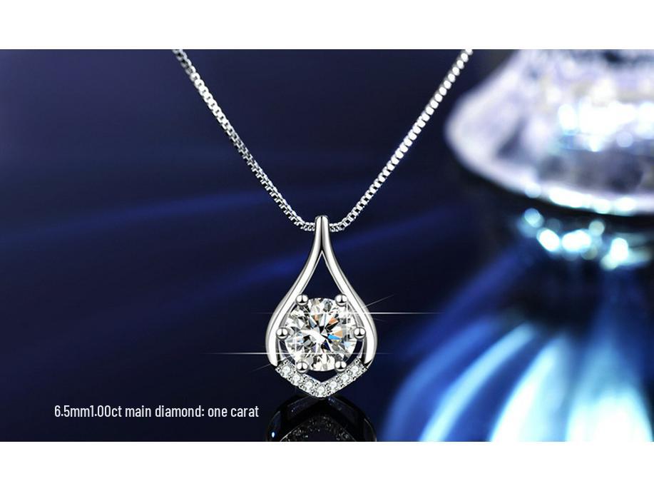 High-End Sterling Silver Moissanite Jewelry Set: Women's Necklace, Ring, and Earrings