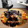 1PC Dachshund Flowers Office Round Area Rug, Mat Suitable For Office, Under Office Chairs Bedroom Living Room Home Decor, Room Deco