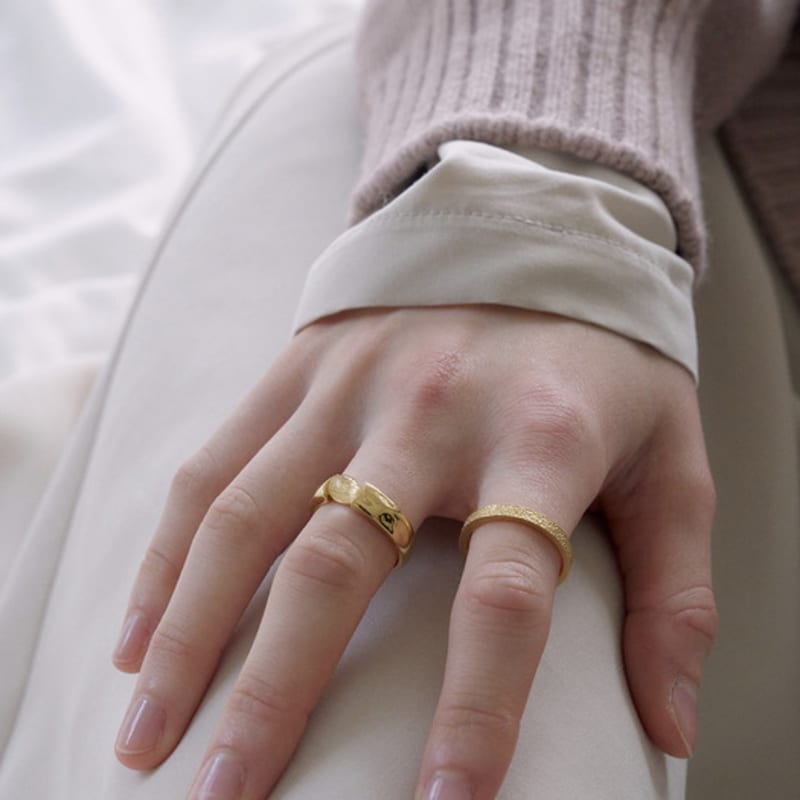 ovbeige [VEI] 925silver CRACK MATT FLAT RING