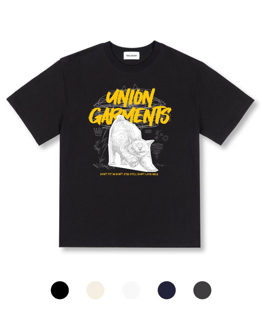 UNION GARMENTS Stretching Cat Oversized Short Sleeve T-Shirt 5 Colors