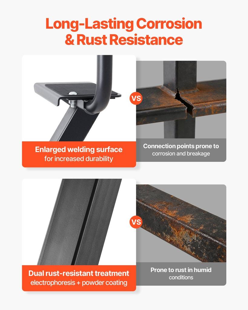 Boat Trailer Steps, 3-Step, Heavy-Duty Boat Trailer Steps with Handle, Non-Slip Surface, 3 Mounting Angle Options, Steel Ladder for 76.2 X 76.2/76.2 X