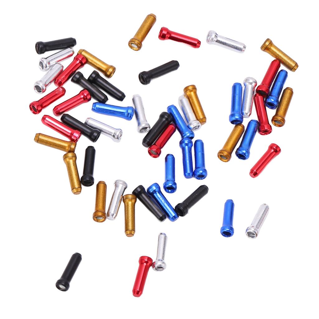 50PCS Bicycle Brake Cable Cap 5 Color Assortment Aluminum Impact Resistant Cable End Crimp