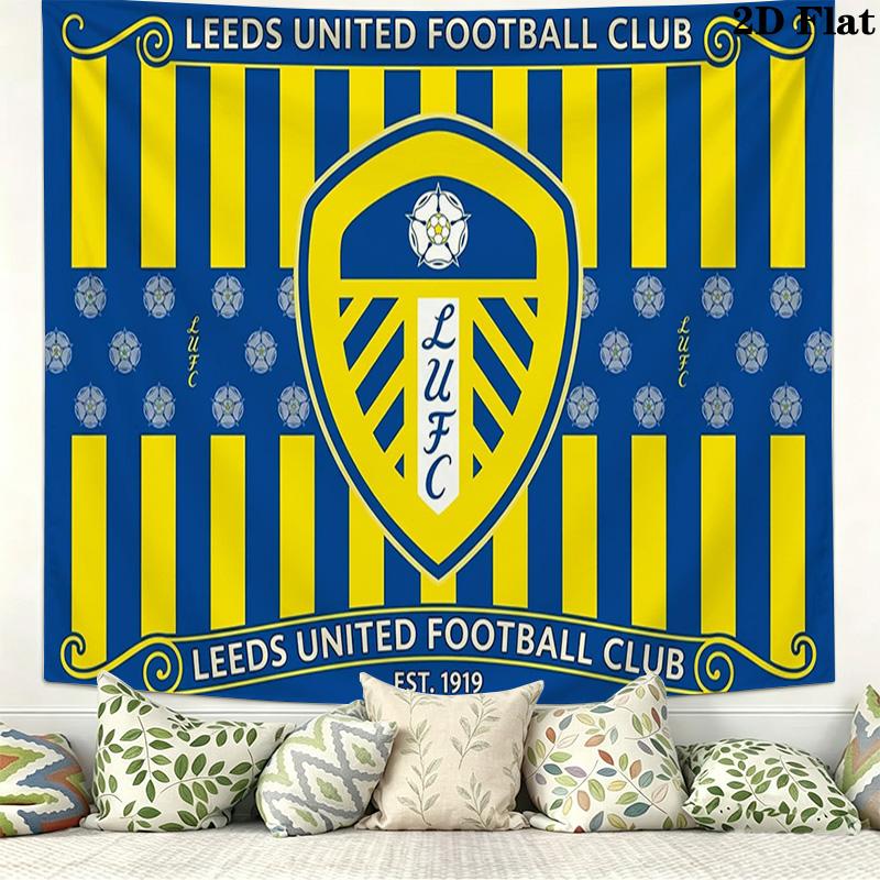 Leeds United Logo Wall Tapestry Aesthetic Wall Hanging Printed Fabric Blanket Decorative Tapestries for Bedroom Living Room Home Decor