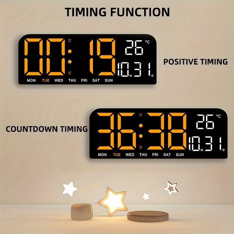 TIMESS Large Screen LED Alarm Clock, Can Display Week And Temperature And Humidity, Can Be Timed, Suitable For Placing On The Bedroom Desktop