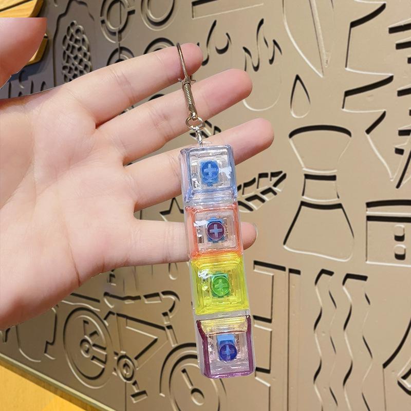 Four-key Transparent Light-up PC Decompression Keyboard Toy Keychain