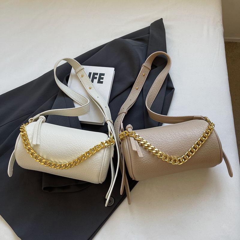 Large capacity messenger bag texture cylinder bag new spring and summer fashion simple small bag shoulder bag