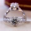 Super Shining Women Fashion Ring Exquisite CopperColor Inlaid Round Flower Stones Wedding Rings for Women Engagement Jewelry