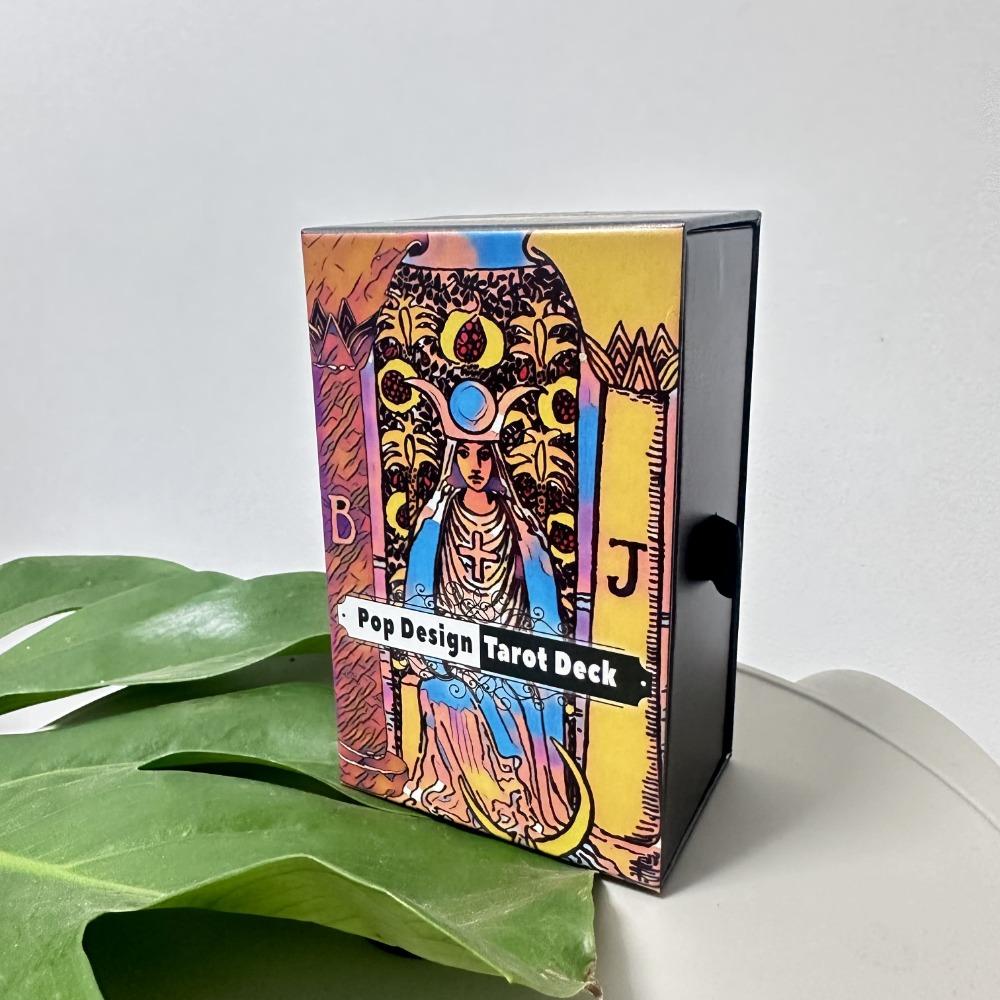12*7cm Pop Design Tarot Deck In Sliding Rigid Gift Box 78 Pcs Tarot Cards with Guidebook and Drawstring Pouch
