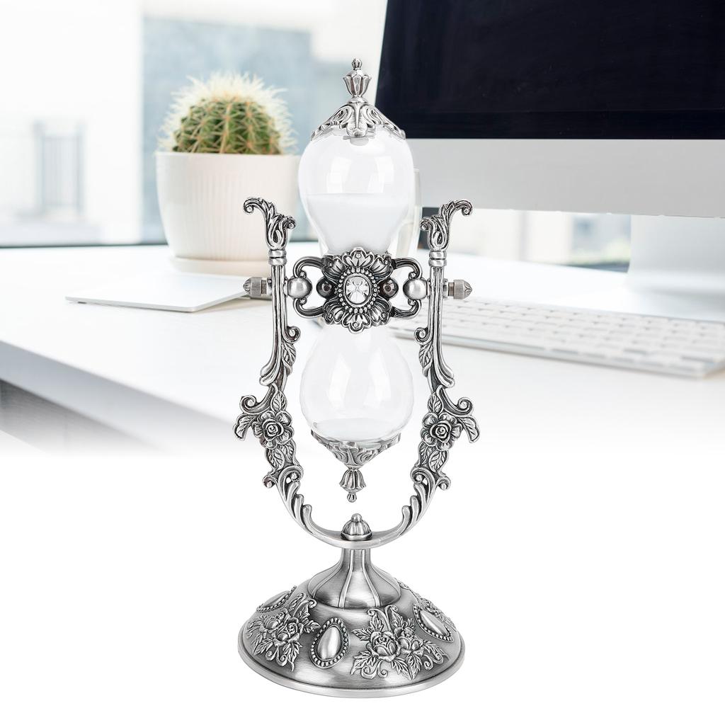 30 Minute Hourglass Antique Metal Sand Clock Vintage Engraved Sandglass Sand Timer for Home Salon Spa Meditation Desk Decor
