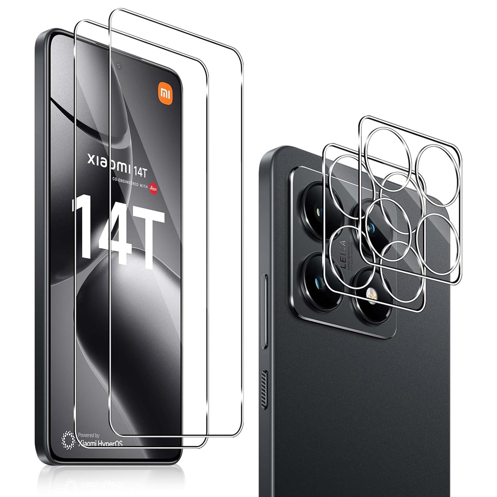 

2Pcs For Xiaomi 14T Screen Protector 2.5D Arc Edge High Clarity Tempered Glass Film with Camera Lens Film Type A
