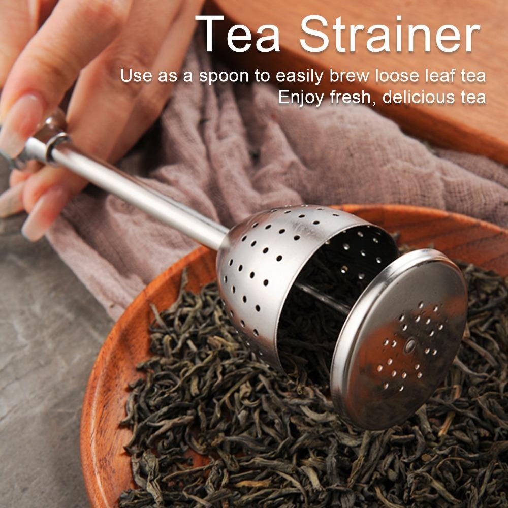 2 Pcs Set Long Handle Tea Infuser Filter Fine Holes Stainless Steel Infuser Loose Leaf Tea