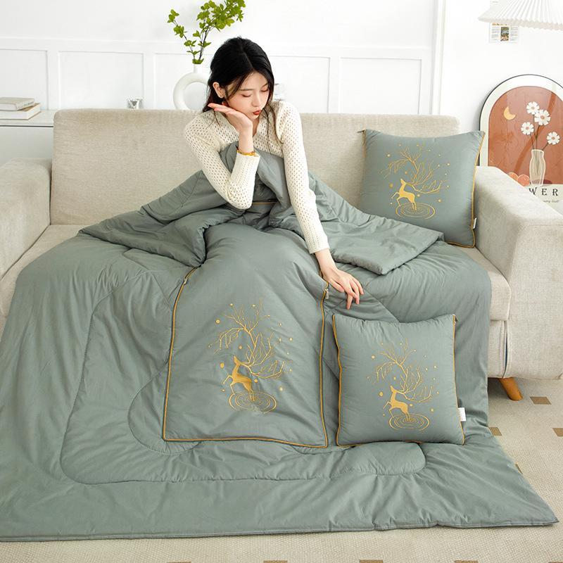 2025 Starry Sky Sika Deer Cotton Pillow & Blanket Set