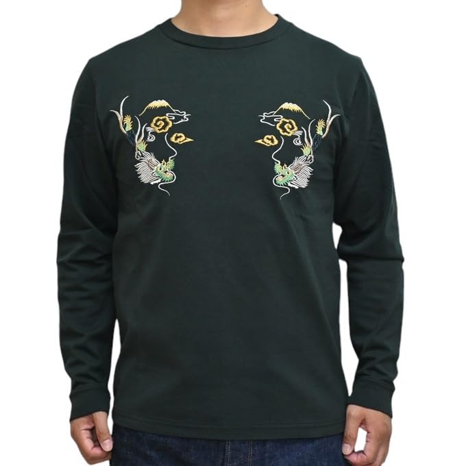 Tailor Toyo TT69470 Long sleeve embroidery Ska DRAGON Sukajan EMBROIDERED Taylor Toyo Tops T-shirt T-shirt (L)