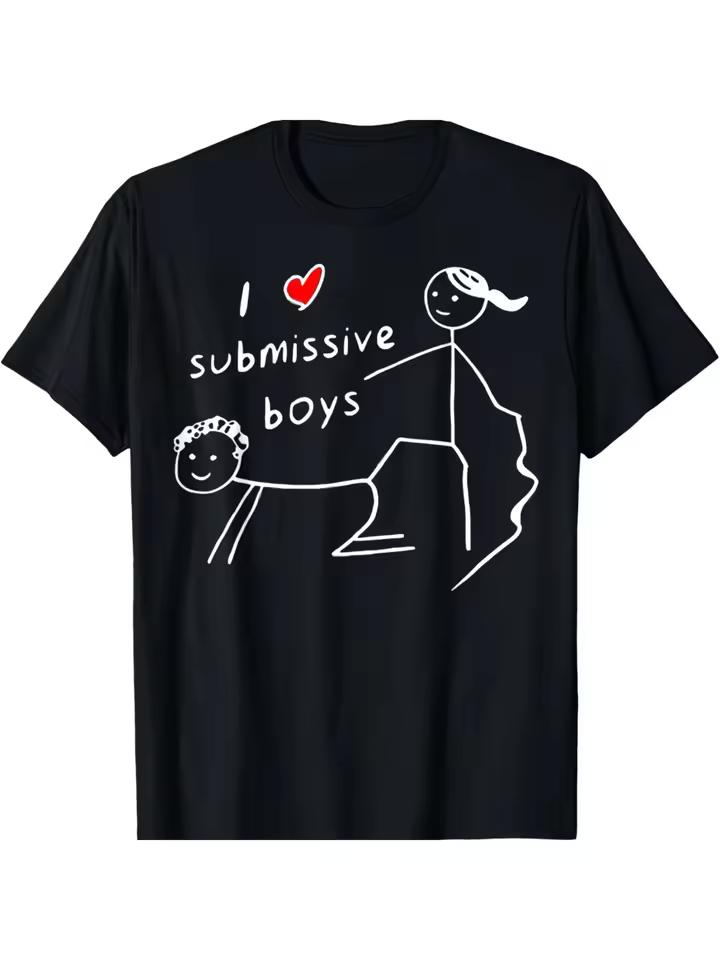 Men's Funny I Love Submissive Boys Design Graphic T Shirt Tee Women Oversize Summer Novelty Streetwear Vintage Ironic Humor Top