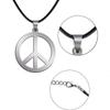 YILUOCD Black Leather Peace Sign Symbol Pendant Necklace Stainless Steel Punk Peaceful Chain Necklaces for Women Jewelry