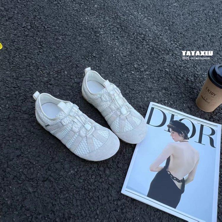 

Ugly cute platform Forrest Gump shoes women s 2025 summer new fashionable breathable mesh casual sports shoes retro German training shoes 40 слоновая кость