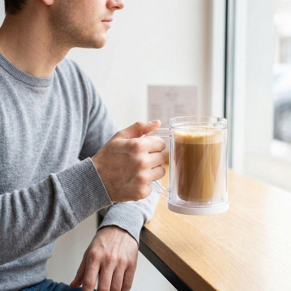 Plastic Cold Drink Chilled Cups Washable Freeze Beer Glass Double Interlayer Cup  Summer Cooling