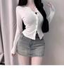 A must-have from Dongdaemun, Korea: Sexy, single-breasted, slim-fit, long-sleeved women's cardigan, perfect for daily wear.