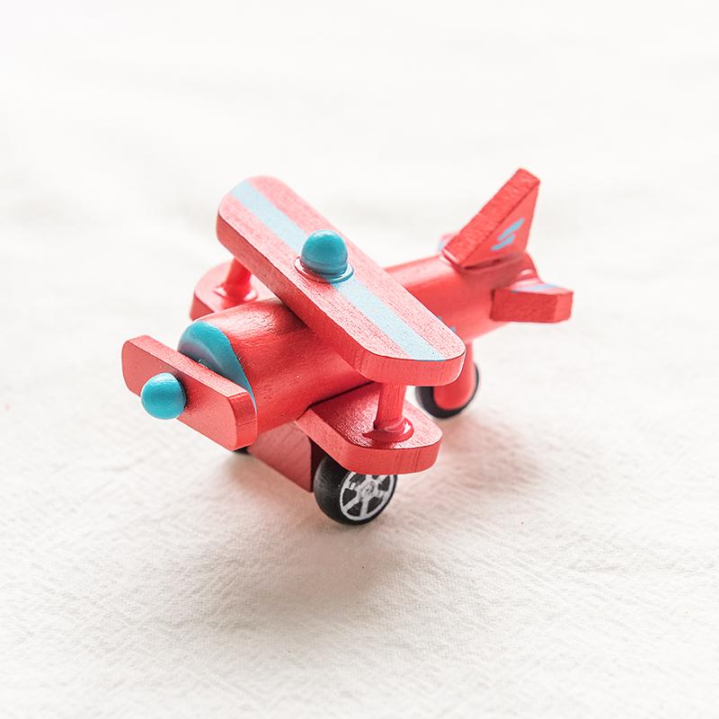 Kids Mini Wooden Cars Truck Aircraft Model Toy Montessori Wooden Education Colorful Vehicle Toys Simulation Cars Decoration Gift