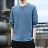 T-shirt da uomo basic a girocollo a maniche lunghe - Top casual tinta unita