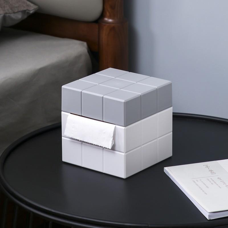 Modern Minimalist Creative Cube Tissue Box With Plastic Material For Living Room And Bathroom Use