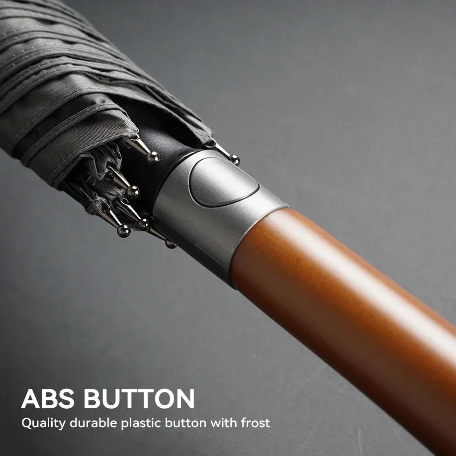 Windproof Long Umbrella for Men, UV Protection, Wooden Handle Big Sun Umbrella Strong, 122cm Large Golf Rain Umbrella Parasol