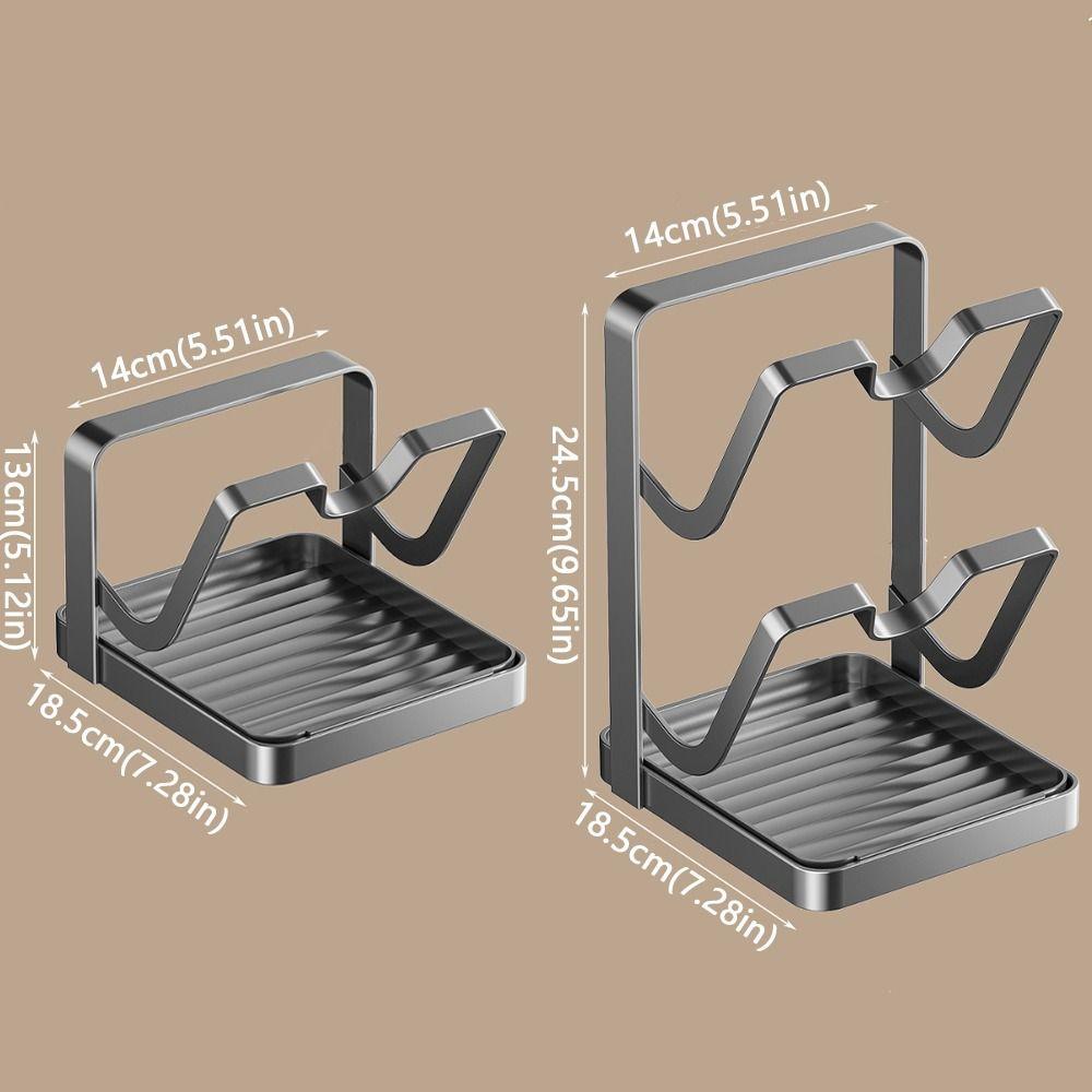 Double Layer Pot Lid Rack Large Capacity Non-Slip Cutting Board Holder Draining U-Groove Utensil Placement Stand Home Kitchen