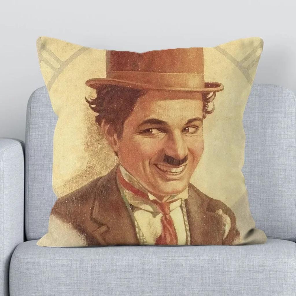 Charlie Chaplin Duple Printing Pillowcase _ Cushion _ s for Bed Pillows Short Plush Fall Decoration Pillowz,(1)