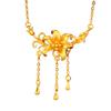 Luxury Pure Gold Real Gold Lilies Pendant Necklace Women Flower Necklace