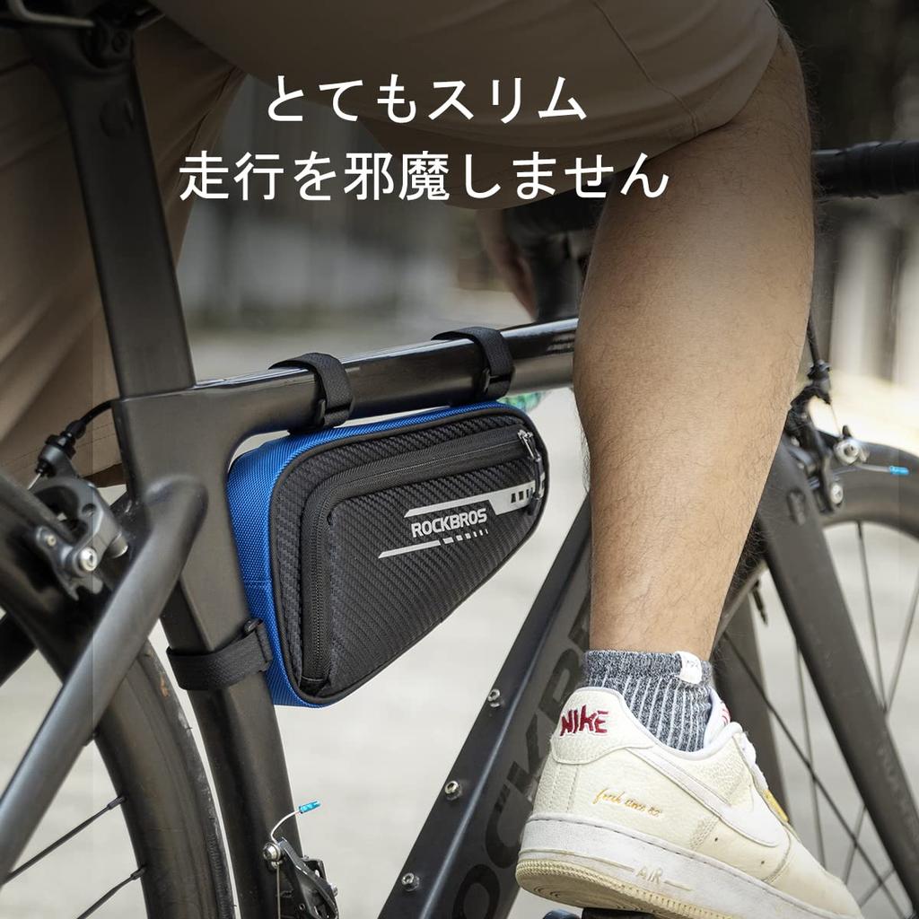 ROCKBROS Bicycle Frame Triangle Bag for Road with Small Item Compartments and for Ample Storage Bag, Bikes, 1.2L Capacity, Knee-Friendly, Dividers,