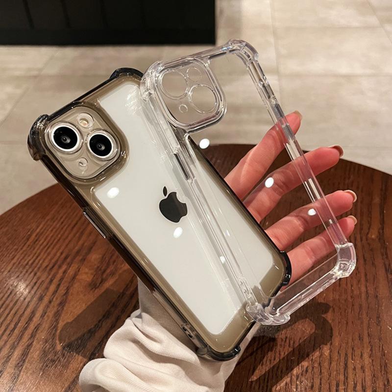 Applicable To Apple 15 Mobile Phone Case Iphone13 Transparent 16Pro Fine Hole Acrylic 11 Airbag Anti-fall 8 Protective Cover