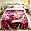 Teddy Bear Theme Custom Blanket Personalized Name & Text Customized Soft Warm Throw Blanket Home Decor