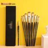 Digital Oil & Watercolor Brush Set: 8-Piece Flat Nylon Bristle Brushes for Painting and Art Supplies