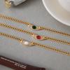 Youthway Vintage Glass Stone Crystal Pendant Necklace For Women  Gold Plated Stainless Steel Necklace Fashion Jewelry Gift