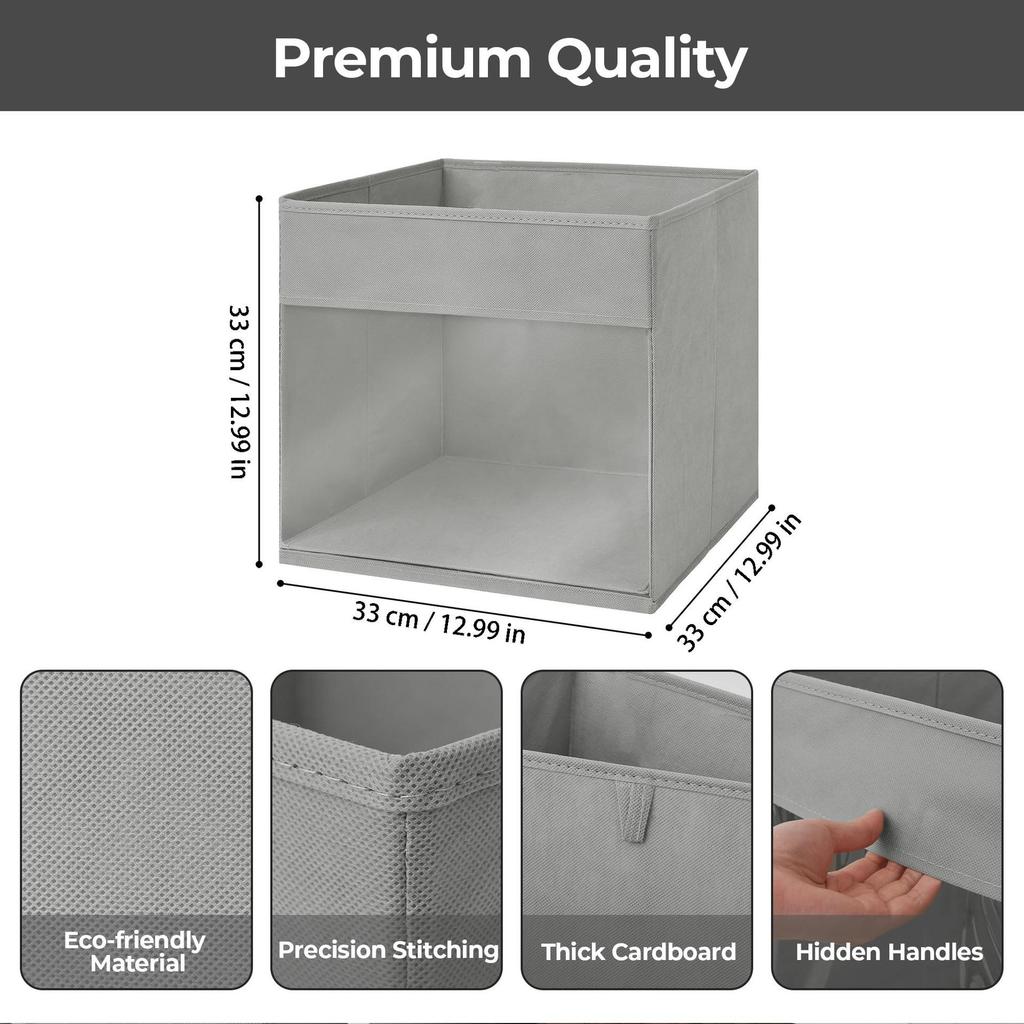 Cube Storage Basket – No Lid, Foldable, Non-Woven Fabric with PVC Window