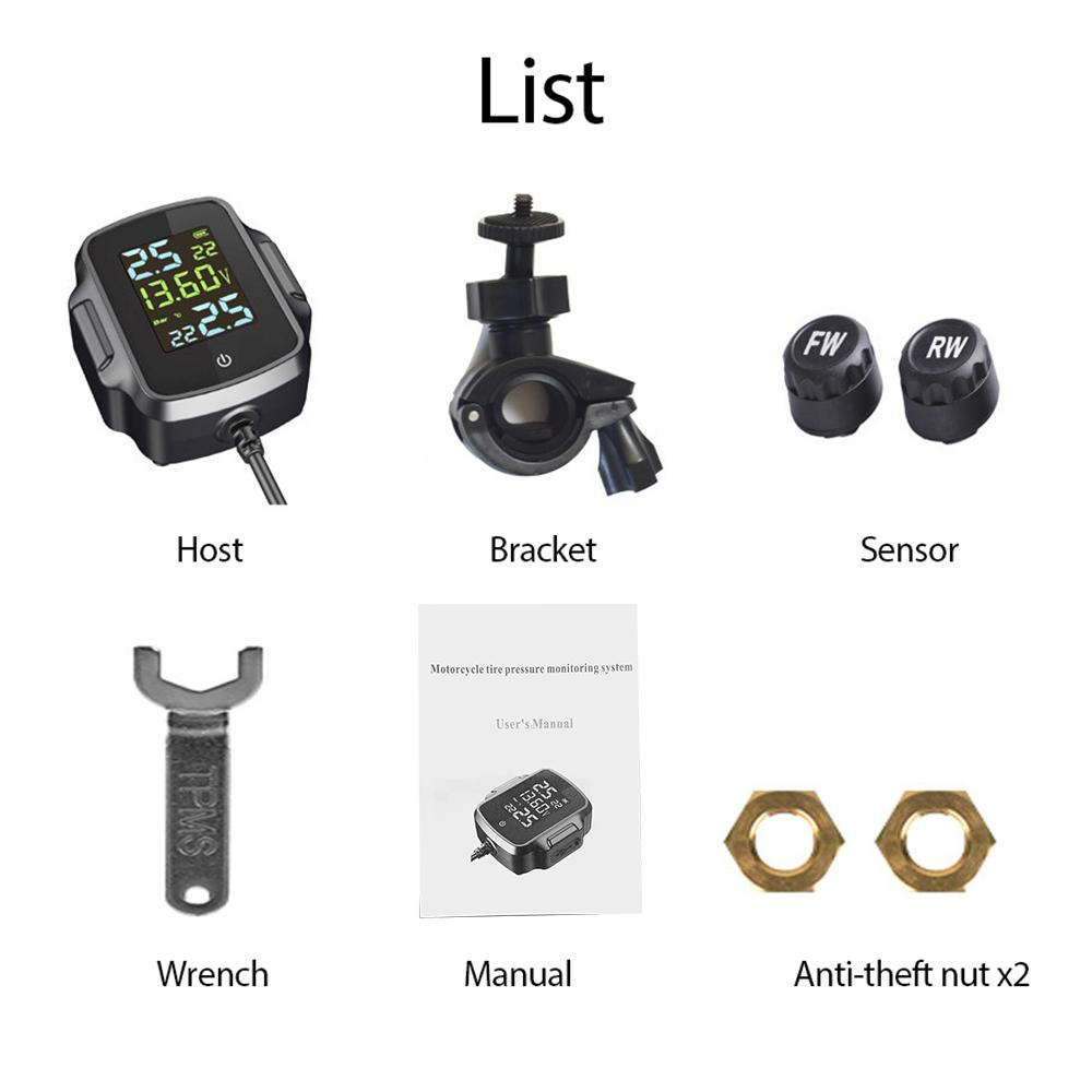 

Motorbike /Car Tire Pressure Monitoring System Motorcycle TPMS Tyre Temperature Alarm System with QC 3.0 USB Charger For Motorbike