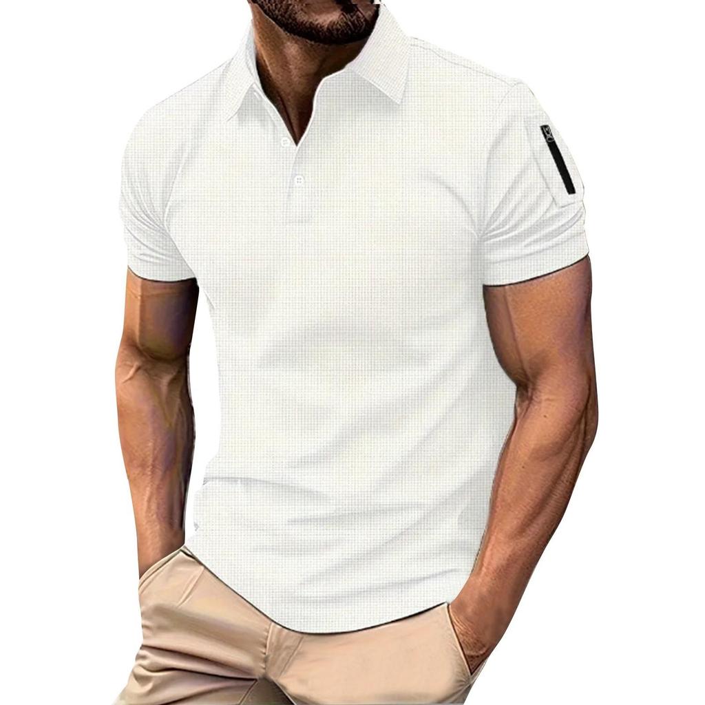 Men's Spring Solid Color Short Sleeve Lapel Shirt Men's Casual Fashion Shirt