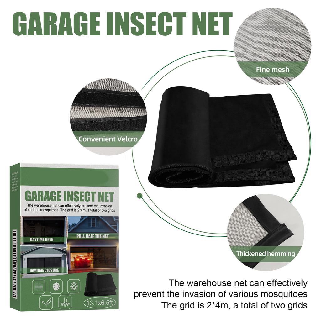 Garage Insect Net With , Seamless, Retractable, Portable Mosquito Net For Garage Doors Easy Installation