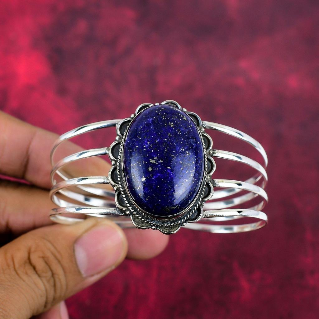 Lapis Lazuli Armband Handgjort Ädelstenssmycke, 925 Massivt Sterling Silver Armband, Armband med Unik Design