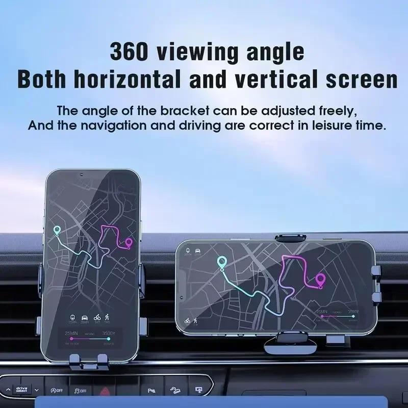Car Phone Holder – Air Vent Gravity Mount with Auto Lock for Smartphone, GPS, iPhone, Xiaomi, Samsung (In-Car Mobile Stand Clip)