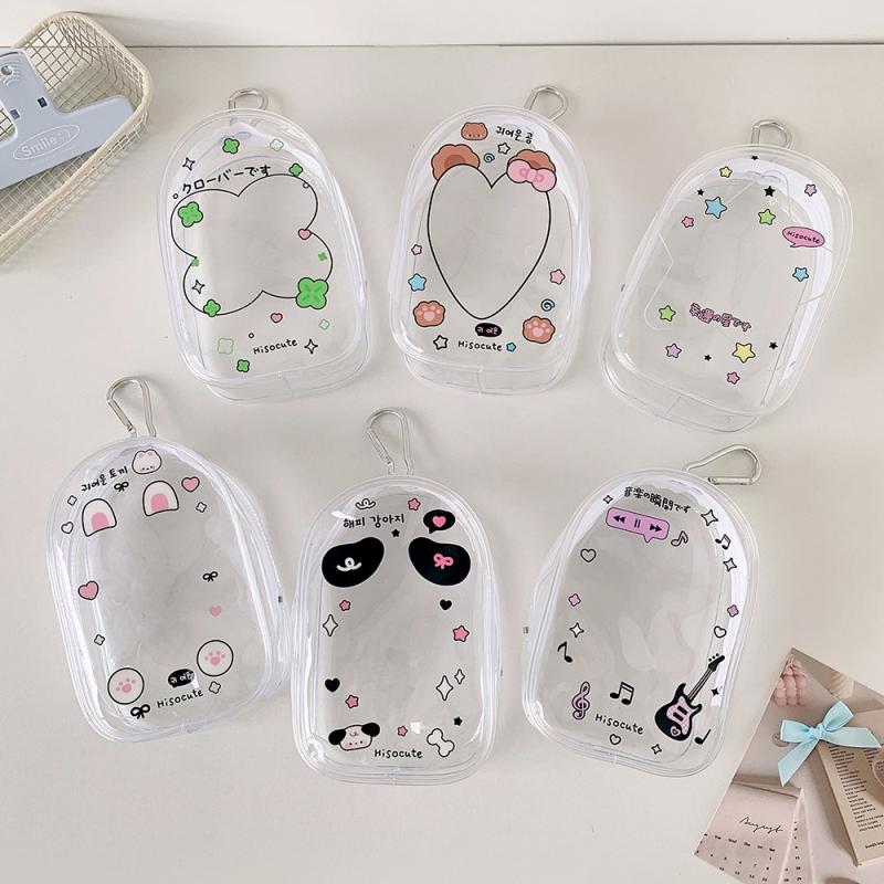 Cartoon Clear Outdoor Bag Doll Toy Transparent Display Bag Storage Box Pouch Mystery Box With Keychain Cute Doll Bag