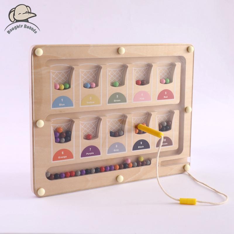 

Magnetic Color and Number Maze Montessori Wooden Magnet Puzzle Game Board for Toddlers Learning & Education Toys Educational Toy