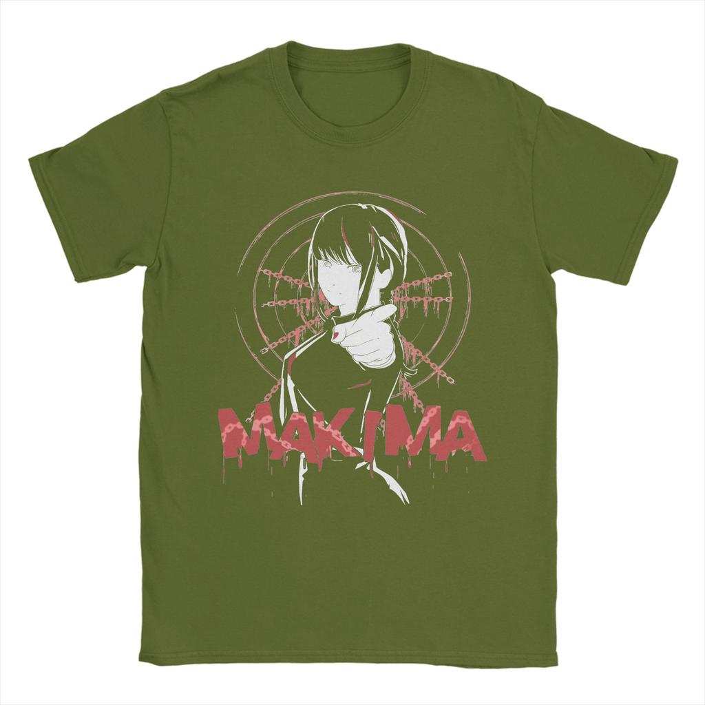 Novelty Makima No Akuma Manga Anime T-Shirt Men 100%Cotton Short Sleeve Chainsaw Man O-neck Summer Tops