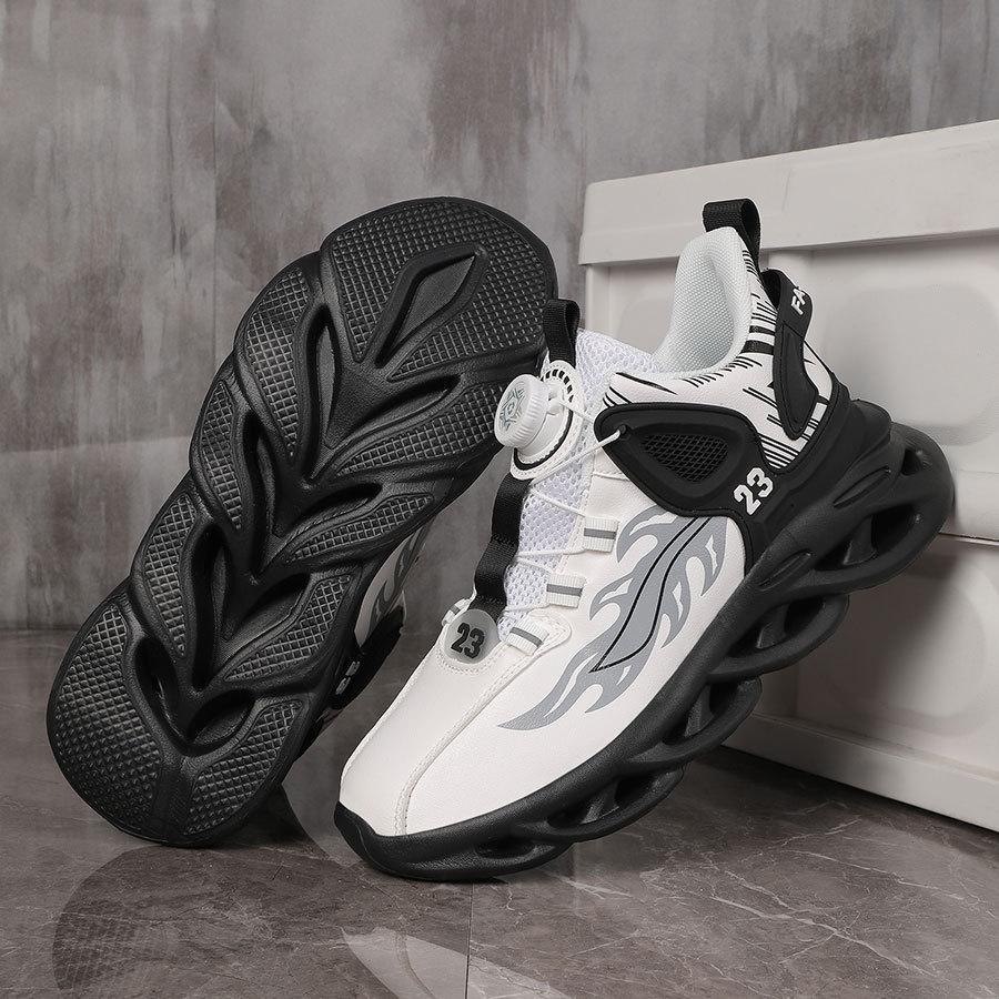 Autumn high-top new rotating buckle men's shoes versatile men's casual running shock absorption sports heightening air cushion dad shoes