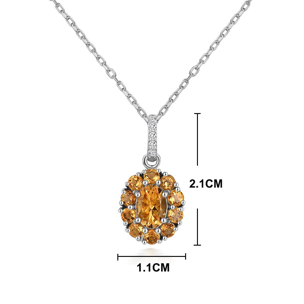 Brilliant and elegant natural Citrine 925 sterling silver pendant necklace for ladies' birthday and anniversary gifts